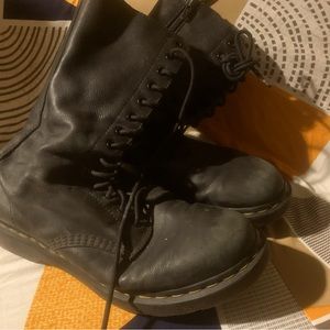 Dr. Martens Mid Calf Zip Up 14-Eye Black Boots